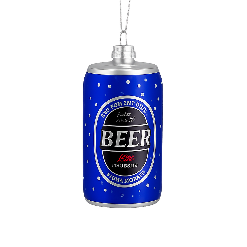 Kerstbal in de vorm van een bierblikje
